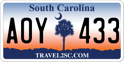 SC license plate AOY433