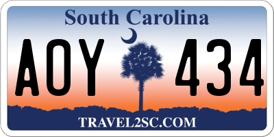 SC license plate AOY434