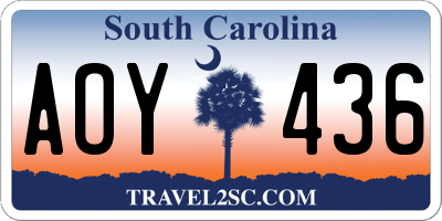 SC license plate AOY436