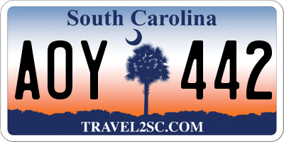SC license plate AOY442