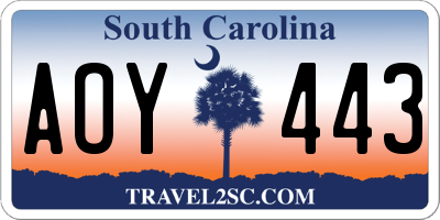 SC license plate AOY443