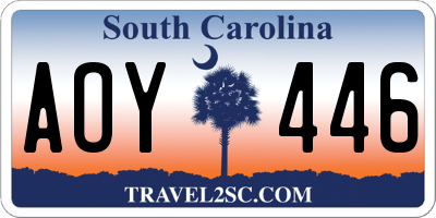 SC license plate AOY446