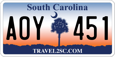 SC license plate AOY451