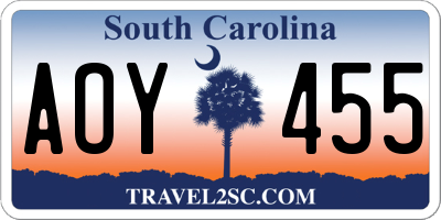 SC license plate AOY455