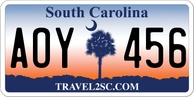 SC license plate AOY456