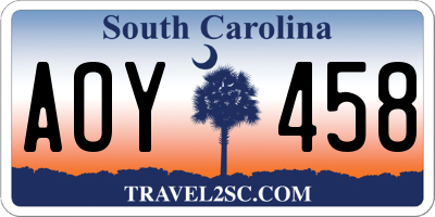 SC license plate AOY458