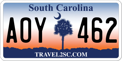 SC license plate AOY462