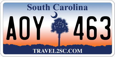 SC license plate AOY463