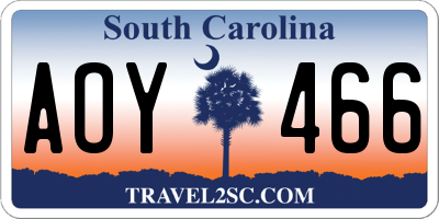 SC license plate AOY466