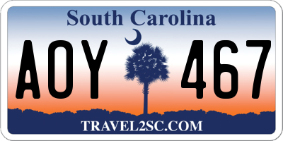 SC license plate AOY467