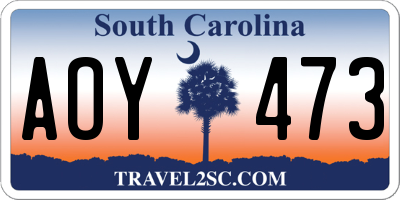 SC license plate AOY473