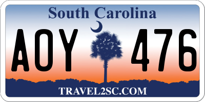 SC license plate AOY476