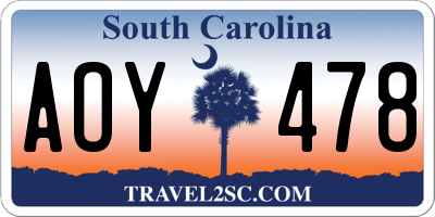 SC license plate AOY478