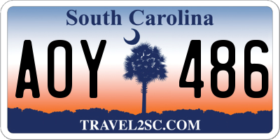SC license plate AOY486