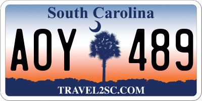 SC license plate AOY489