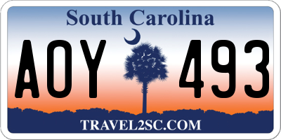 SC license plate AOY493