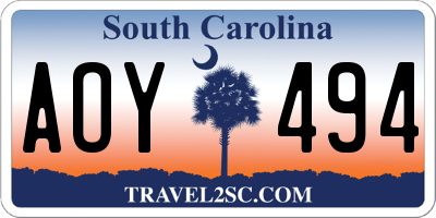 SC license plate AOY494