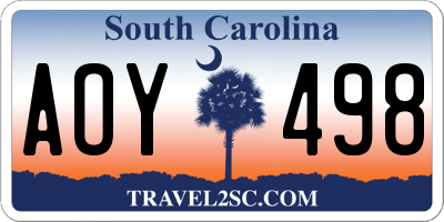 SC license plate AOY498