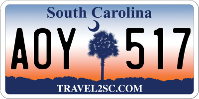 SC license plate AOY517