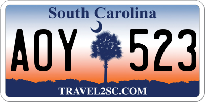 SC license plate AOY523