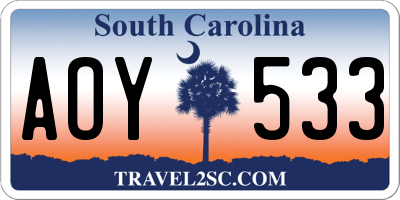 SC license plate AOY533