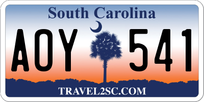 SC license plate AOY541
