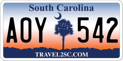 SC license plate AOY542