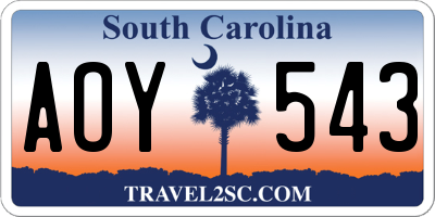 SC license plate AOY543