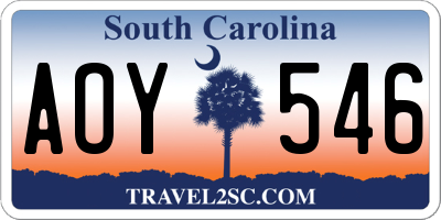 SC license plate AOY546