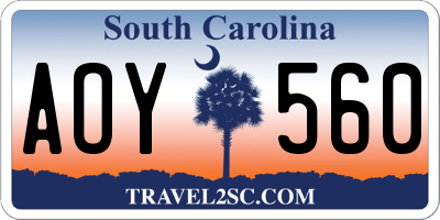 SC license plate AOY560