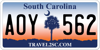 SC license plate AOY562