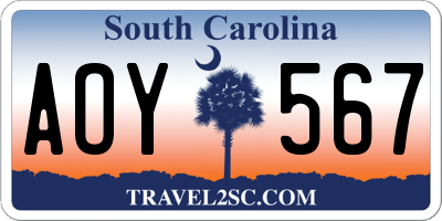 SC license plate AOY567