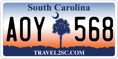 SC license plate AOY568