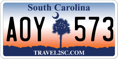 SC license plate AOY573