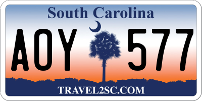 SC license plate AOY577