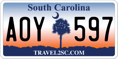 SC license plate AOY597