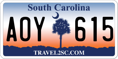 SC license plate AOY615