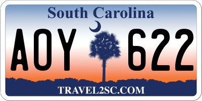 SC license plate AOY622