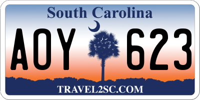 SC license plate AOY623