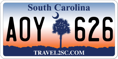 SC license plate AOY626
