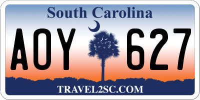 SC license plate AOY627