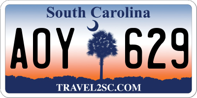 SC license plate AOY629