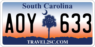 SC license plate AOY633