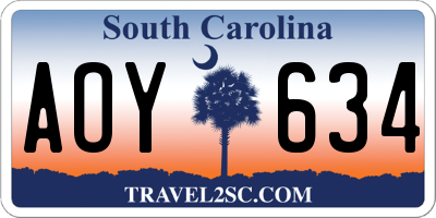 SC license plate AOY634
