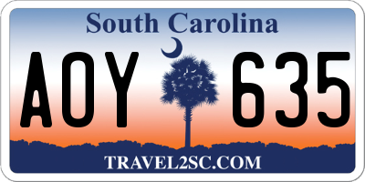 SC license plate AOY635