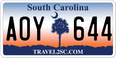 SC license plate AOY644