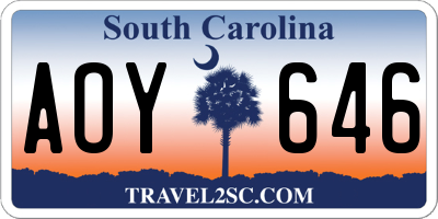 SC license plate AOY646