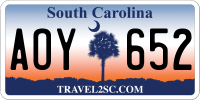 SC license plate AOY652