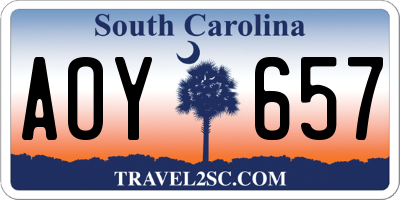 SC license plate AOY657