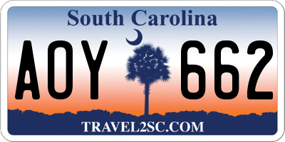SC license plate AOY662